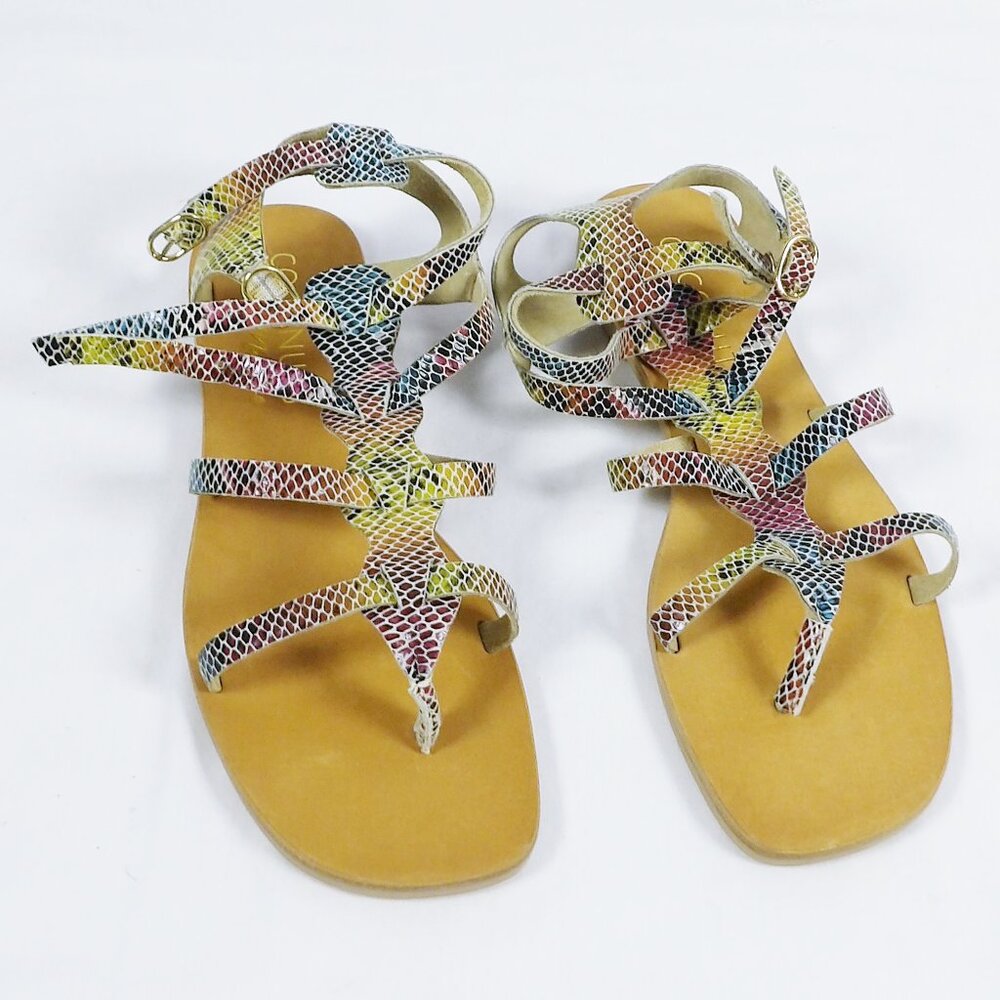 Coconuts by Matisse Stardust Multi Color Snake Print Low Gladiator Sandals NIB - Picture 10 of 13